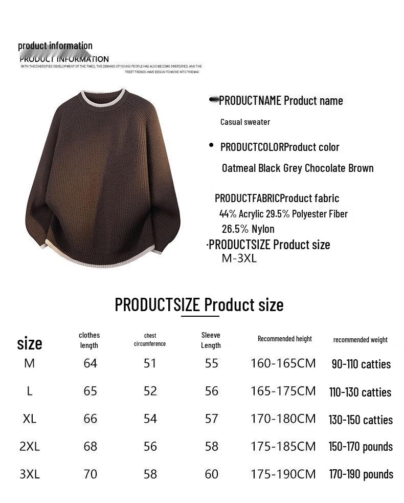 VUUG Men's Color-Block Crew Neck Knit Sweater