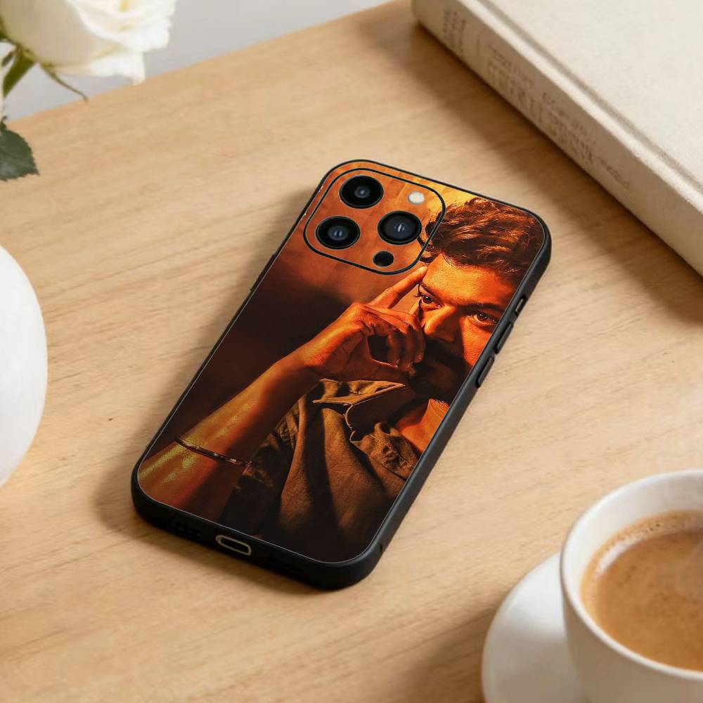 T-ThalaPathy V-Vijay Actor Phone Case For iPhone17,16,15,14,13,12 Plus,Max Soft Silicone Black Cover