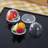 Dollhouse Miniature Cake Transparent Tray With Cover Dessert Display Rack Kitchen Model Decor Toy Doll House Accessories 5pc/lot
