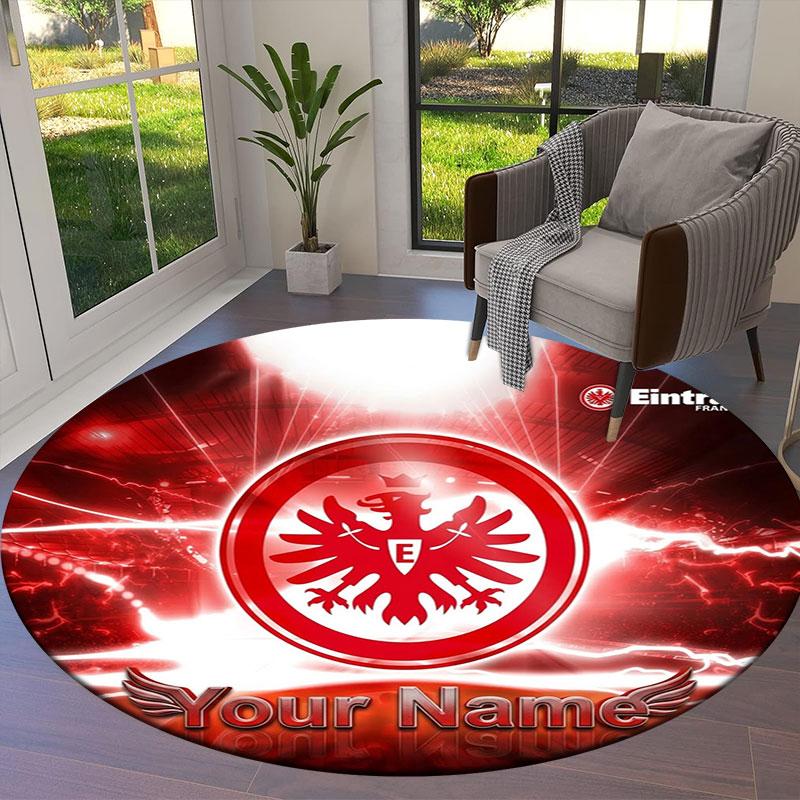 Eintracht Frankfurt Custom Name Round Area Rug,Carpet Rug for Living Room Bedroom Sofa Playroom Decor,Non-slip Floor Mat