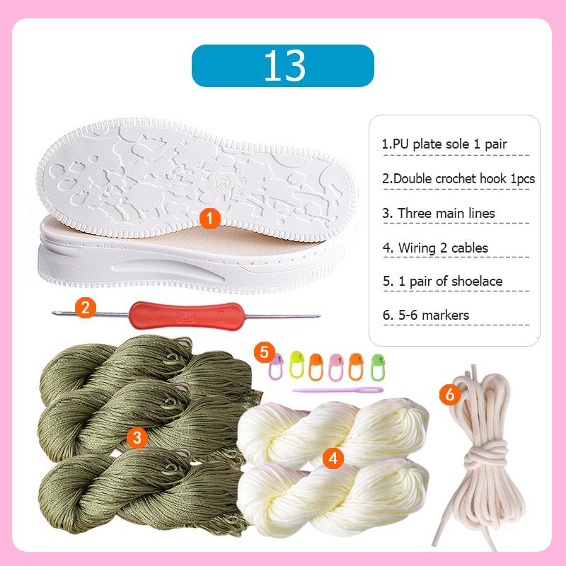 DIY Shoes Crocheted Material Hand-woven Summer Hook Soles Anti-kick Rubber Soles+Hollow Line Knitted Slippers Short Boots