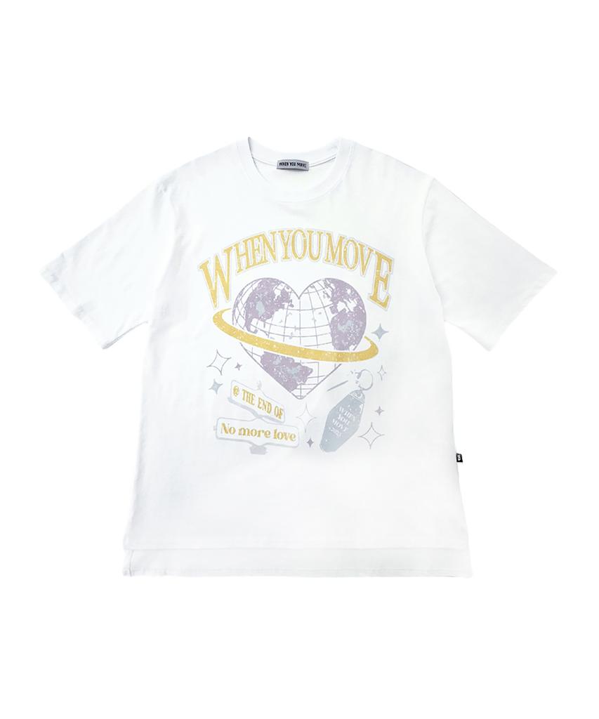 WHEN YOU MOVE Women'S Heart Graphic Pigment Short Sleeve T-Shirt White