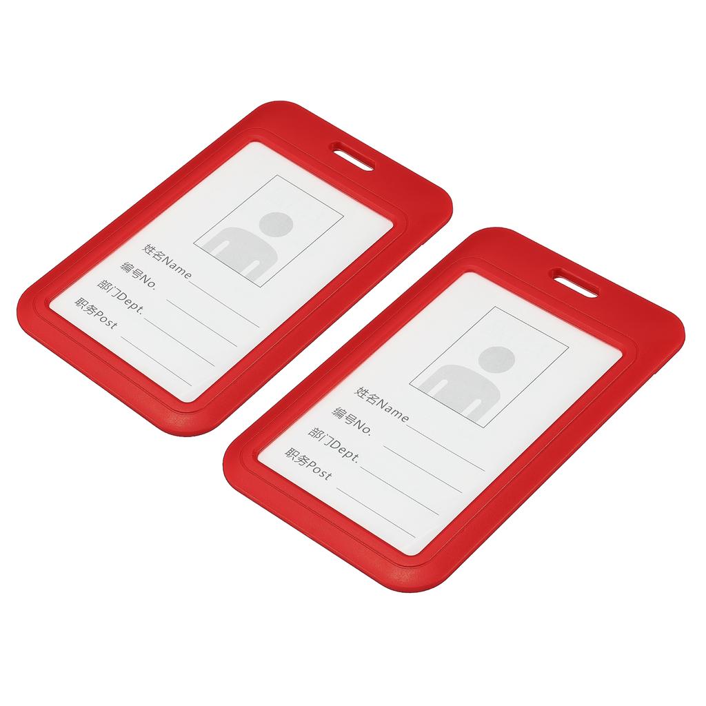 2Pcs ID Badge Holder 4.3x2.8 Inch Vertical Name Tags ABS Plastic Slide Cover Waterproof Work Card Holder In Offices Exhibitions