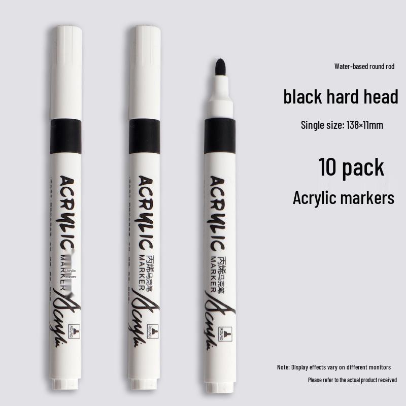 Black Acrylic Marker & Watercolor Brush Pen for Elementary Art - Washable & Layerable Colors for Kindergarten Drawing