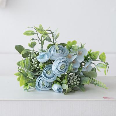 Artificial Flower Eco-friendly Anti-fade Plastic Simulation Silk Rose Flower for Household