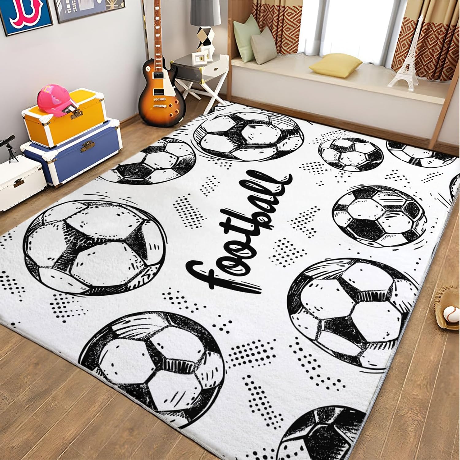 Stijlvol Voetbalthema Tapijt – Zachte Antislip Vloermat voor Kinderkamer & Woonkamer | Duurzaam Speelkleed voor Jonge Sportfans 60*90cm