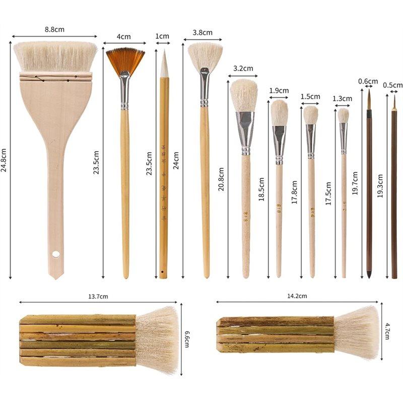 Premium-12 PCS Pottery Glaze Brushes Set With Goat Hair & Brush,Professional Soft Bristle For , Clay, Acrylic Painting