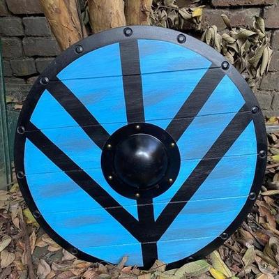 Ručně vyráběný středověký štít Viking Bjorn Lodbrok Shield, kulatý štít připravený na bitvu, Shield Maiden Viking Shield Plná velikost 60,96 cm