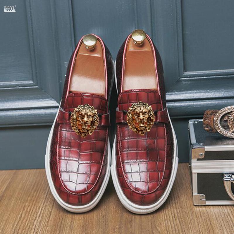 Fashion Men's Business Casual Dress Shoes Breathable Loafers Stone Print Casual Soft-soled Shoes Plus Size 48 A1