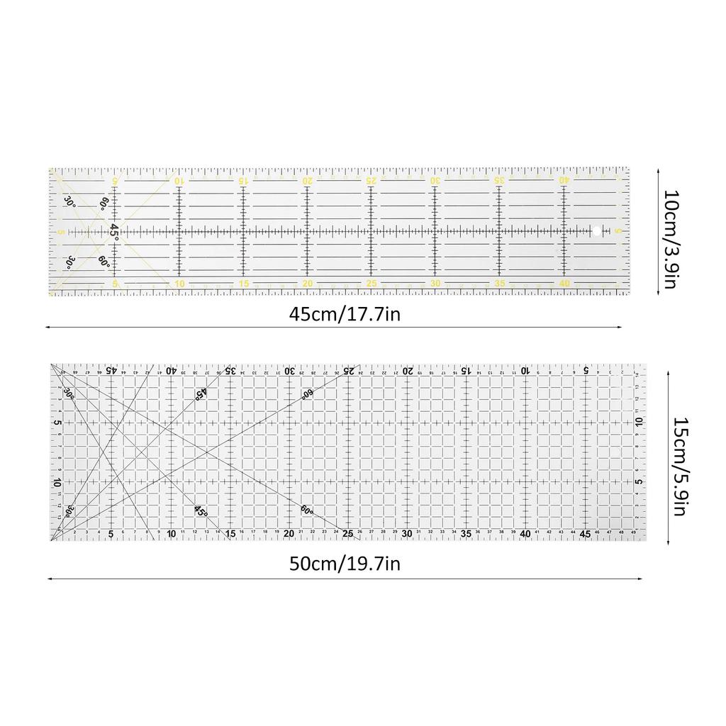 2 pezzi righello per trapuntatura multifunzione cucito disegno disegno artigianato scala strumento di misurazione