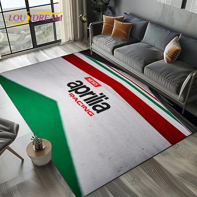 2025 Alfombra de Motocicleta con Logo de Coche de Carreras Aprilia para Dormitorio Sala de Estar Decoración de Sofá del Hogar, Alfombra de Juego para Niños Regalo