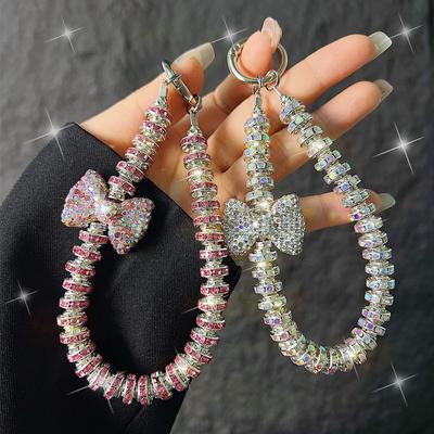 Luxurious High-End Rhinestone Bowknot Phone Chain Clip Rhinestone Ring Handheld Phone Chain Wrist Short Lanyard Pendant