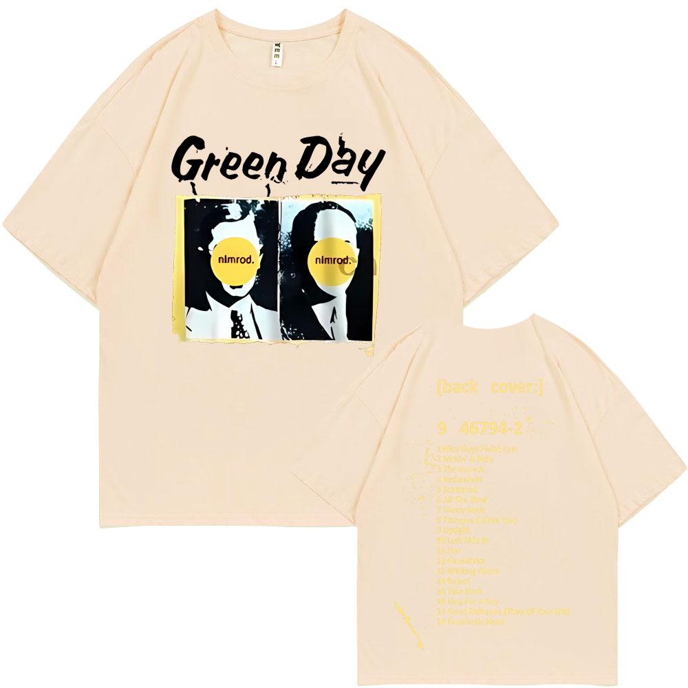 Vzácná punková kapela Green Day Nimrod Zadní strana Pánská Dámská Vintage Gotický Rock Nadměrné tričko Pánské Hip Hop Ležérní trička