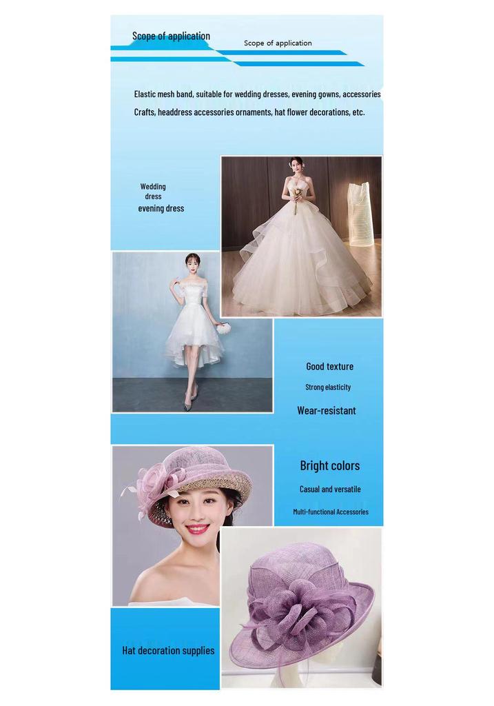 Black & White Elastic Stretch Mesh Ribbon (6-10cm) for Wedding Dresses, Dance Skirts, Support, and Horsehair Fishbone Net Clothing Accessories.