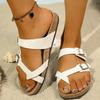 Fashion Summer Beach Clip Toe Wedge Slippers Women Fashion Double Buckle Cork Flat Slides Woman Stylish Weightlight Slip On Slides Mujer