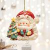 Christmas Car Charm 2D Acrylic Keychain Santa Reindeer Car Mirror Hanging Ornament Festive Decor for Home Tree