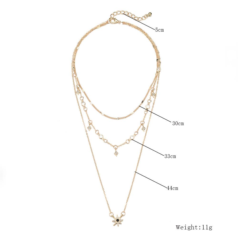 European and American popular personality geometric fashion simple multi-layer neck chain star pendant necklace spot