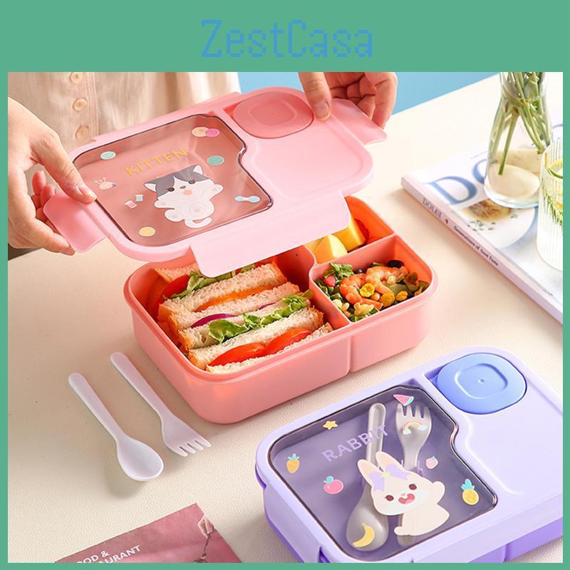 Lunch Portable Kids Box Cartoon Bento Box With Cutlery Dipping Container School Childrens Lunch Boxes Microwaveable Food Box