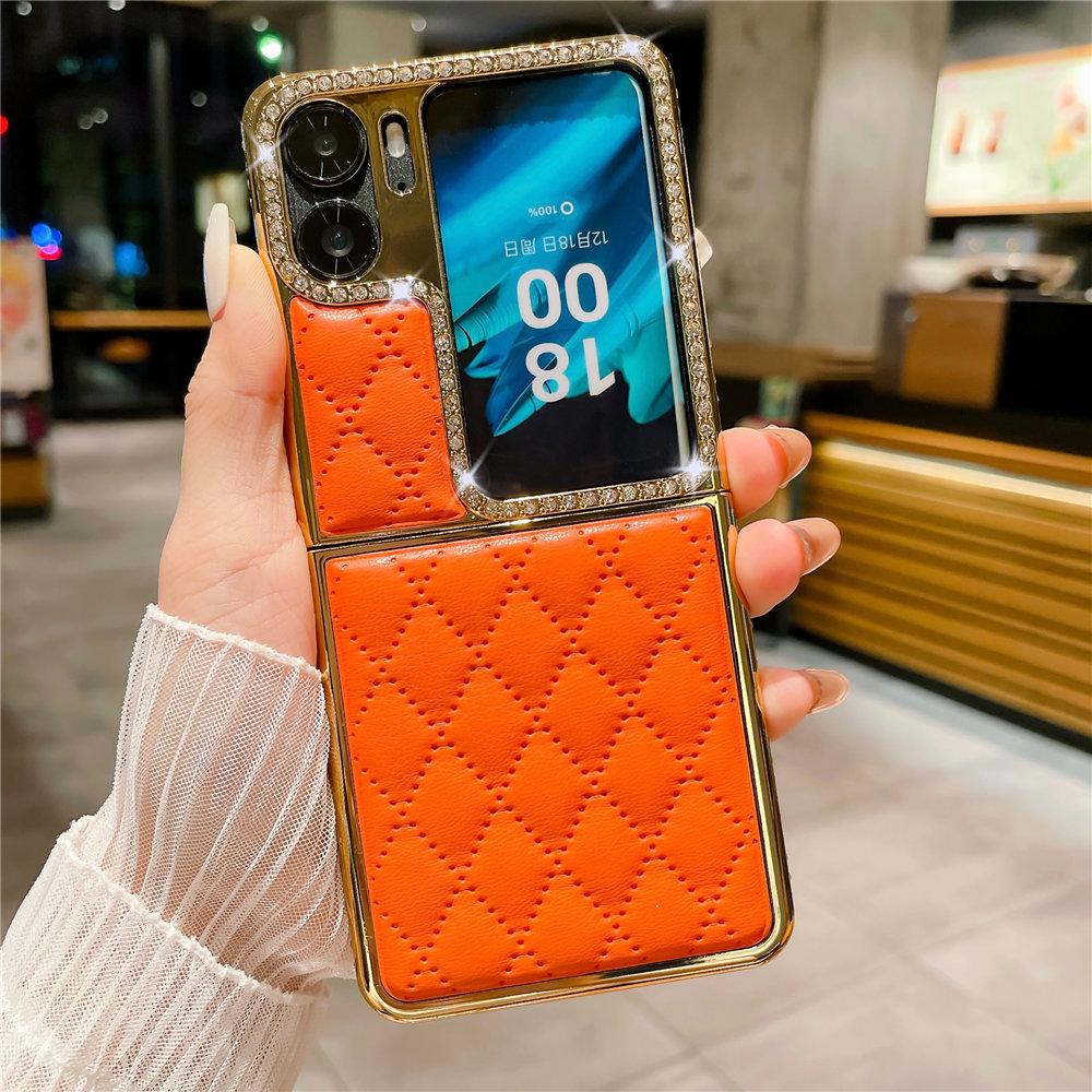 

Luxury Leather Plating Bling Diamond Winter Fur Case For OPPO Find N3 Flip Find N2 Flip Shockproof Cover Find N3 Flip