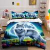 Silver Wolf In Moonlit Meadow Bedding Set For Kids Luxury Gift 3Pcs Digital Print Comforter Set Soft Comfortable Breathable