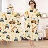 Construction Vehicle Hooded Towel Single Sided Print Soft Microfiber Absorbent Beach Towel For Pool Beach Bath Time Playful Gift