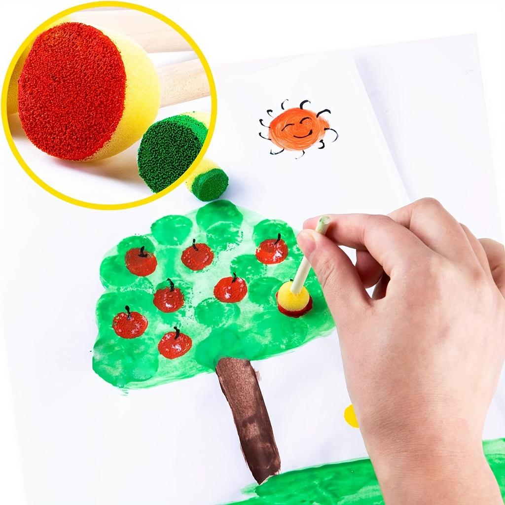 20 Stück Gelbe Schwammbürsten für Graffiti, Malen und Kunstprojekte - Runde Pilzköpfe