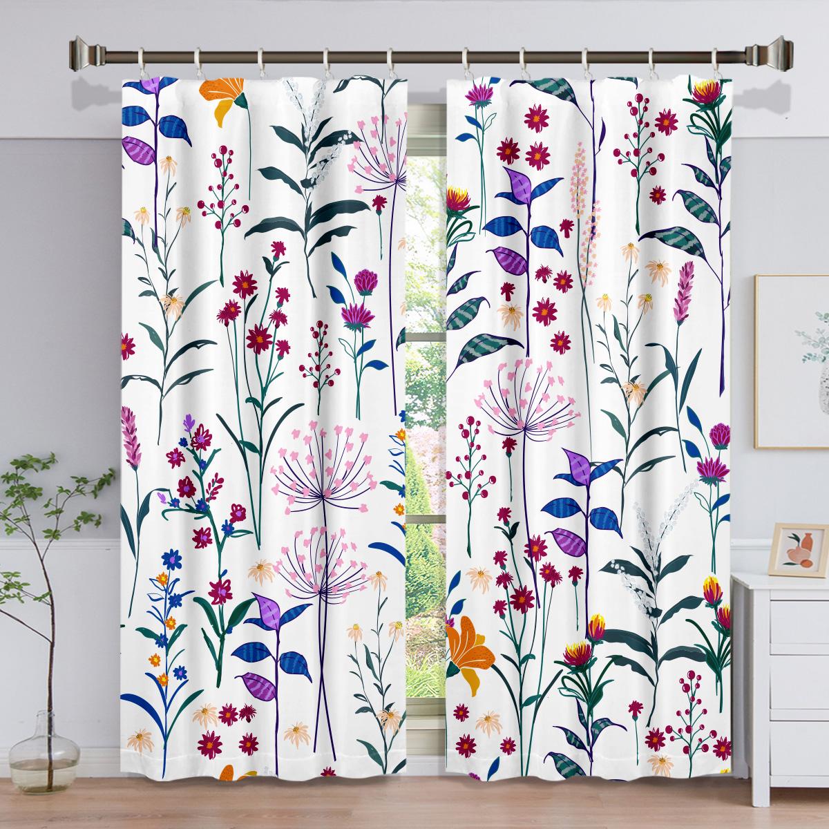 

Готовые современные цветочные зонты от солнца тонкие оконные шторы для детей, спальни, гостиной, ванной комнаты, кухни, двери, холла, дома, 2 шт. W50 X H130(CM)X2&Grommet Top