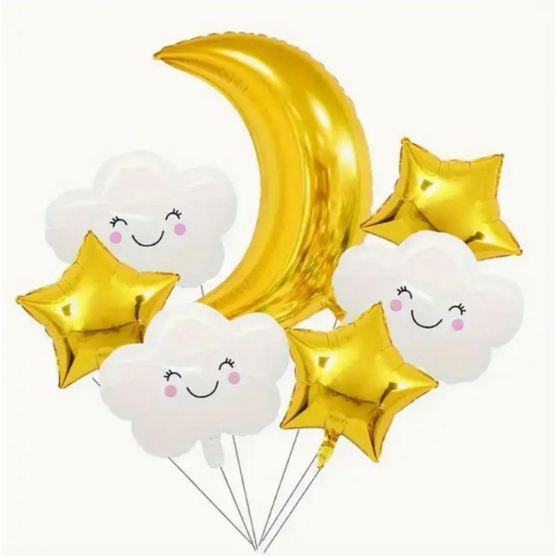 

Набор из 7 предметов: звезды, Луна и белые облака, включающий три звезды, три облака и одну луну, идеально подходит для украшения свадебной площадки.