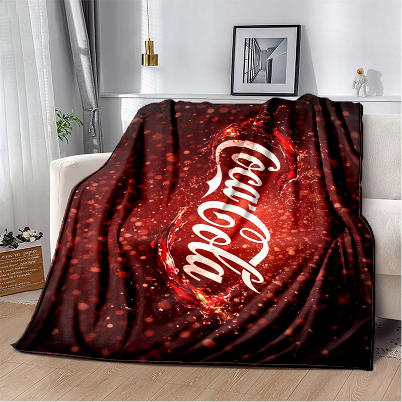 Coca-Cola Logo Flannel Blanket, Soft Throw Blanket for Bedroom