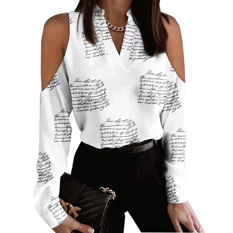 2026 Wish Independent Off-the-Shoulder Long Sleeve Printed Shirt