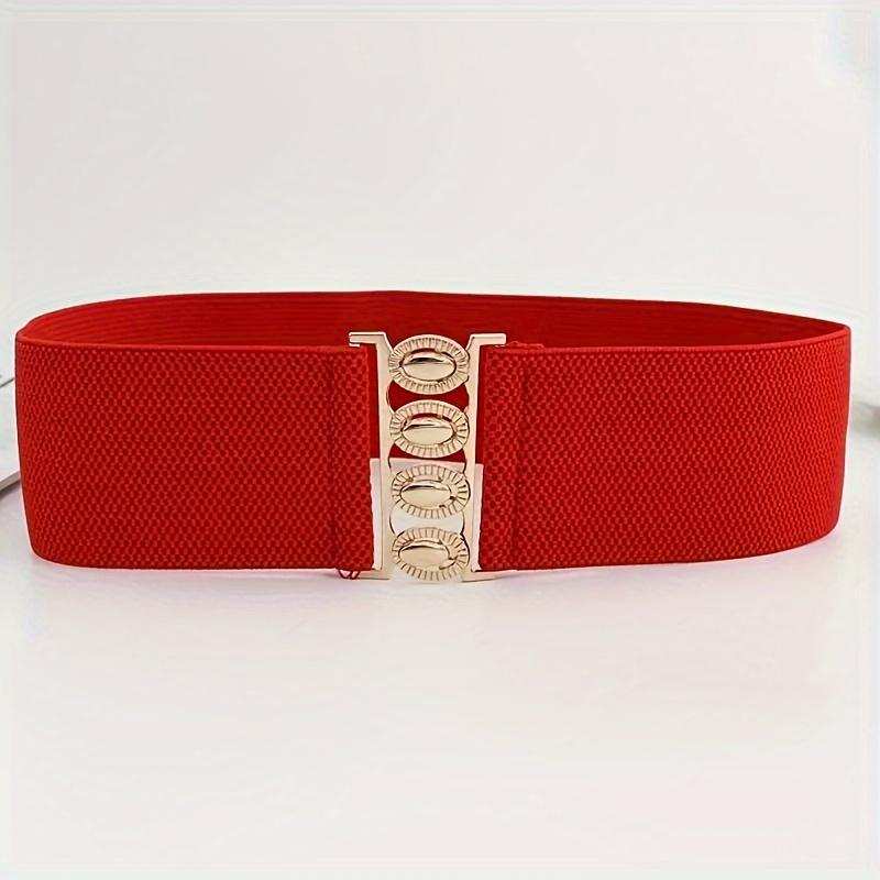 1pc Women's Elastic Waist Belts Sequins & Alphabets Embellished, Alloy Buckle with Elastic Band Stylish Buckle Design