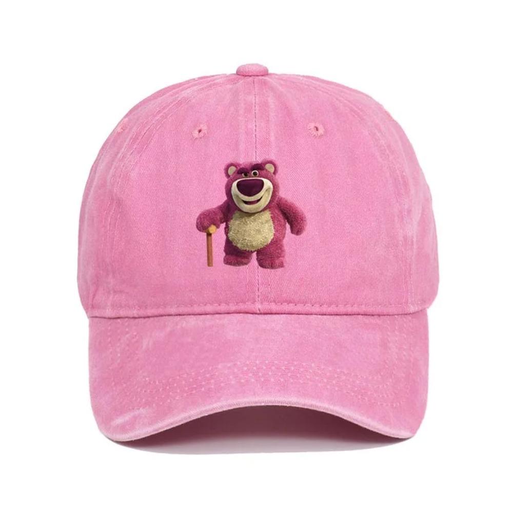 Cartoon Washed Lotso Print Baseball Cap Men Women Vintage Kpop Snapback Cap Adjustable Breathable Trucker Hat Sunscreen Hat