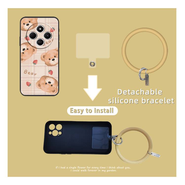 Youth Protective Phone Case For Redmi 14C 4G/14R 5G/A3 Pro 4G/POCO C75 Bracelet Dirt-resistant Solid Color Cartoon Cute