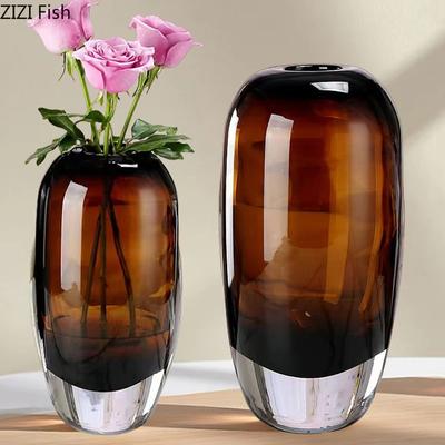 Vaso de Vidro Transparente Cor Caramelo Delicado Vasos de Flores Decoração de Mesa Arranjo de Flores Vasos Florais Decoração Estética para o Quarto