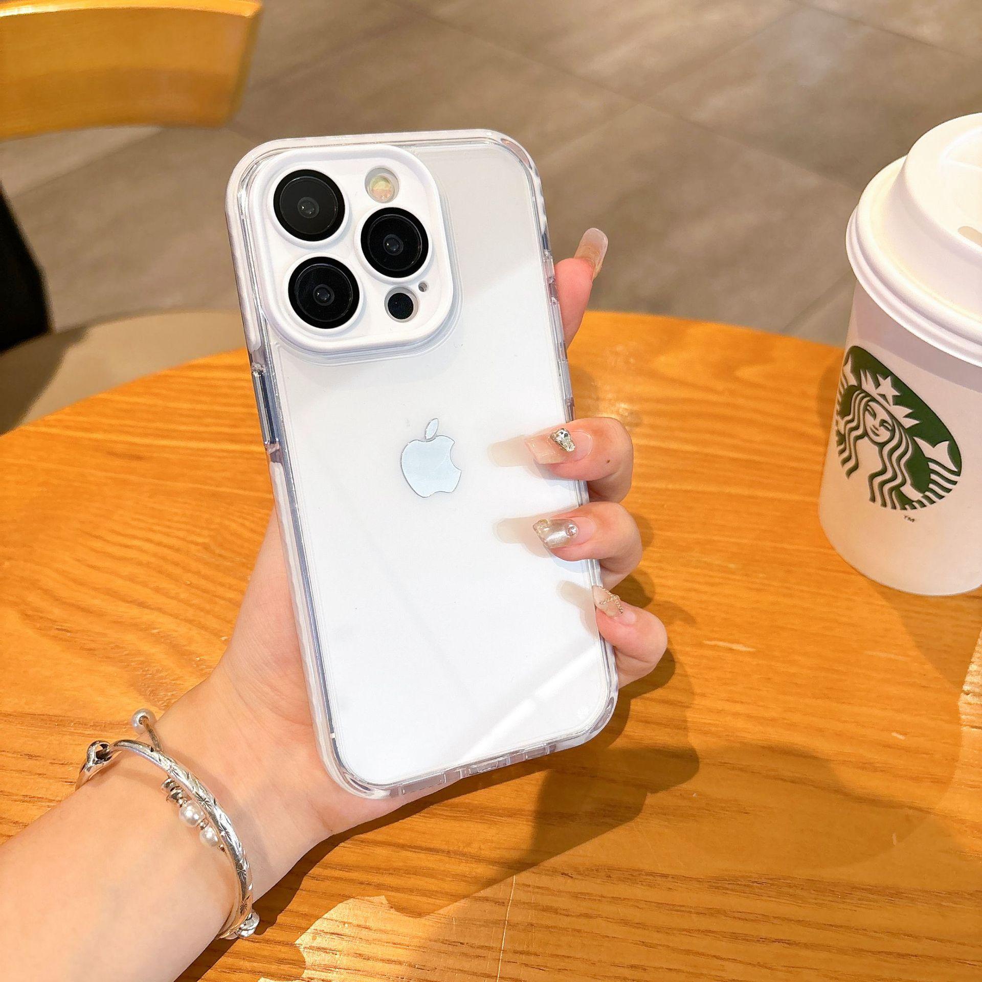 

Подходит для чехла для телефона Apple 14promax, Высокая прозрачность, Подушка безопасности для iPhone15, Противоударный 13, с защитным чехлом со встроенной пленкой для объектива Apple 12Promax