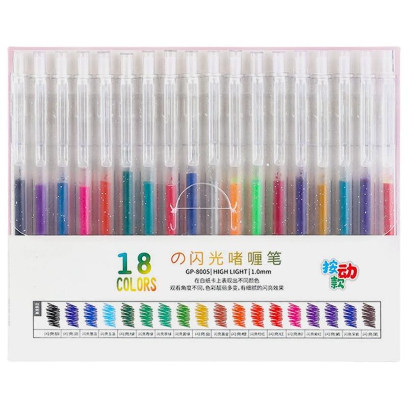 Retractable Colored Gel Inks Pen Shimmering Metallic Journaling Pen 1.0MM for Writing Drawing Journaling Scrapbooking
