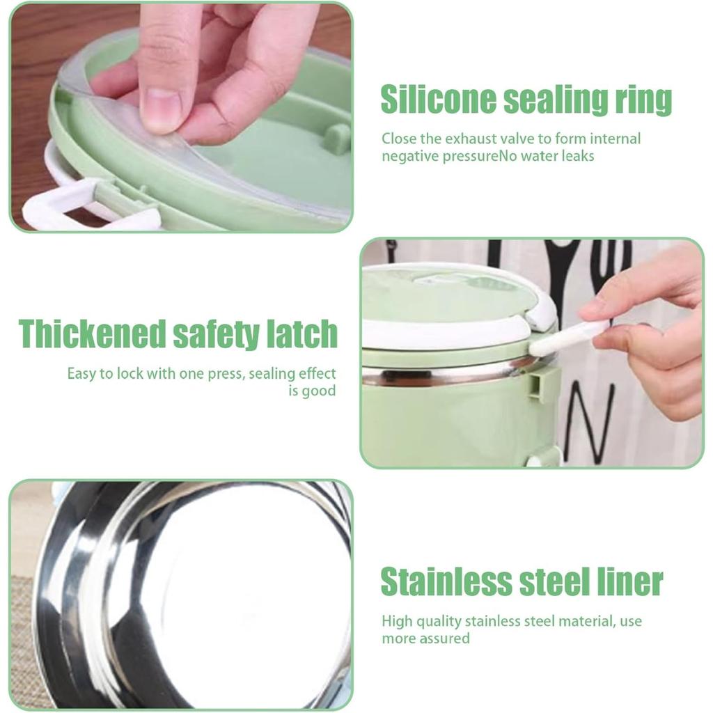 1pcs Stackable Stainless Steel Lunch Box Insulated With Handles  Portable Leak-Proof BPA-Free Bento Box for Adults Work, Picnic