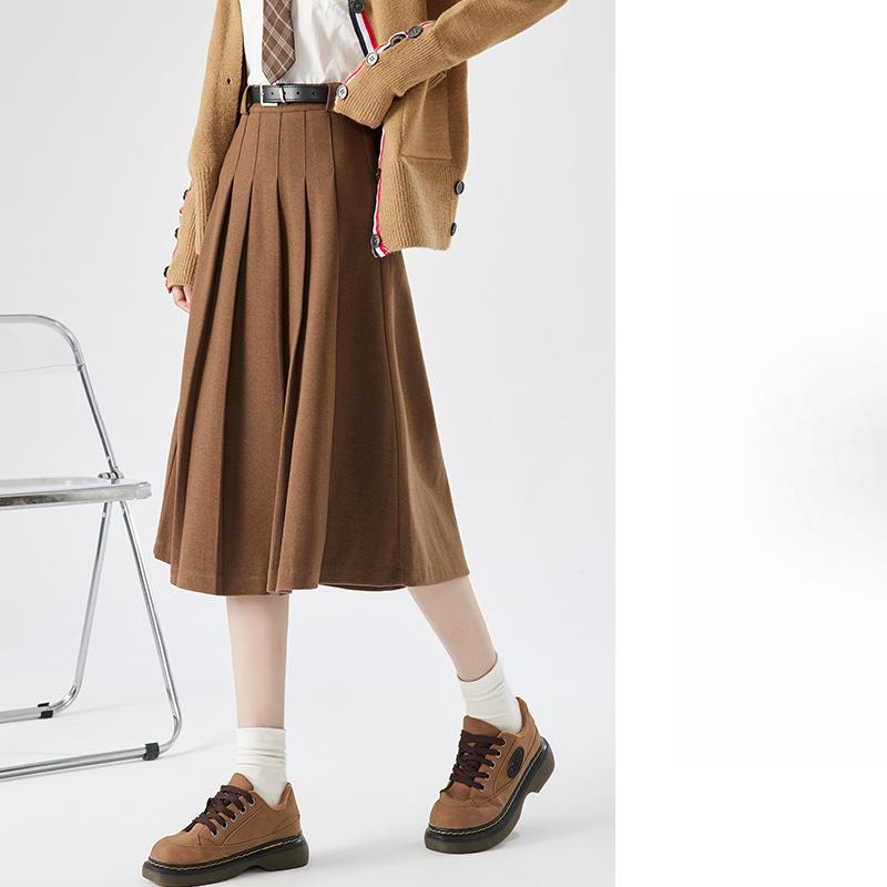 Skirt Women's Autumn and Winter Thickened High Waist Skinny Wool Pleated Skirt