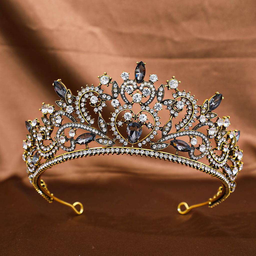 European and American Bridal Tiara Baroque Crown Rhinestone Princess Crown Hair Accessories Wedding Anniversary Style Dress Headband Accessories