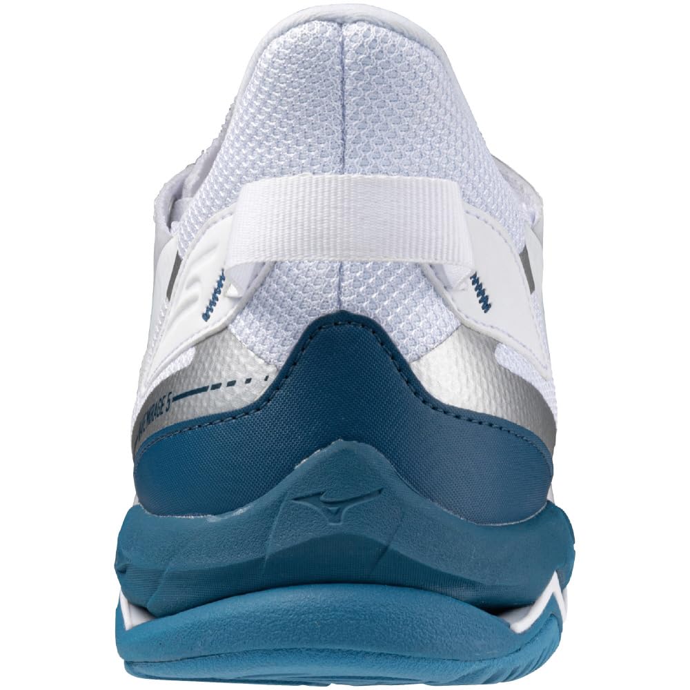 Mizuno Wave Mirage 5 Handball Shoes, Club Activities, Wide Width, Lightweight, Indoor, White/Blue/Silver, Size 28.0 cm, 2E