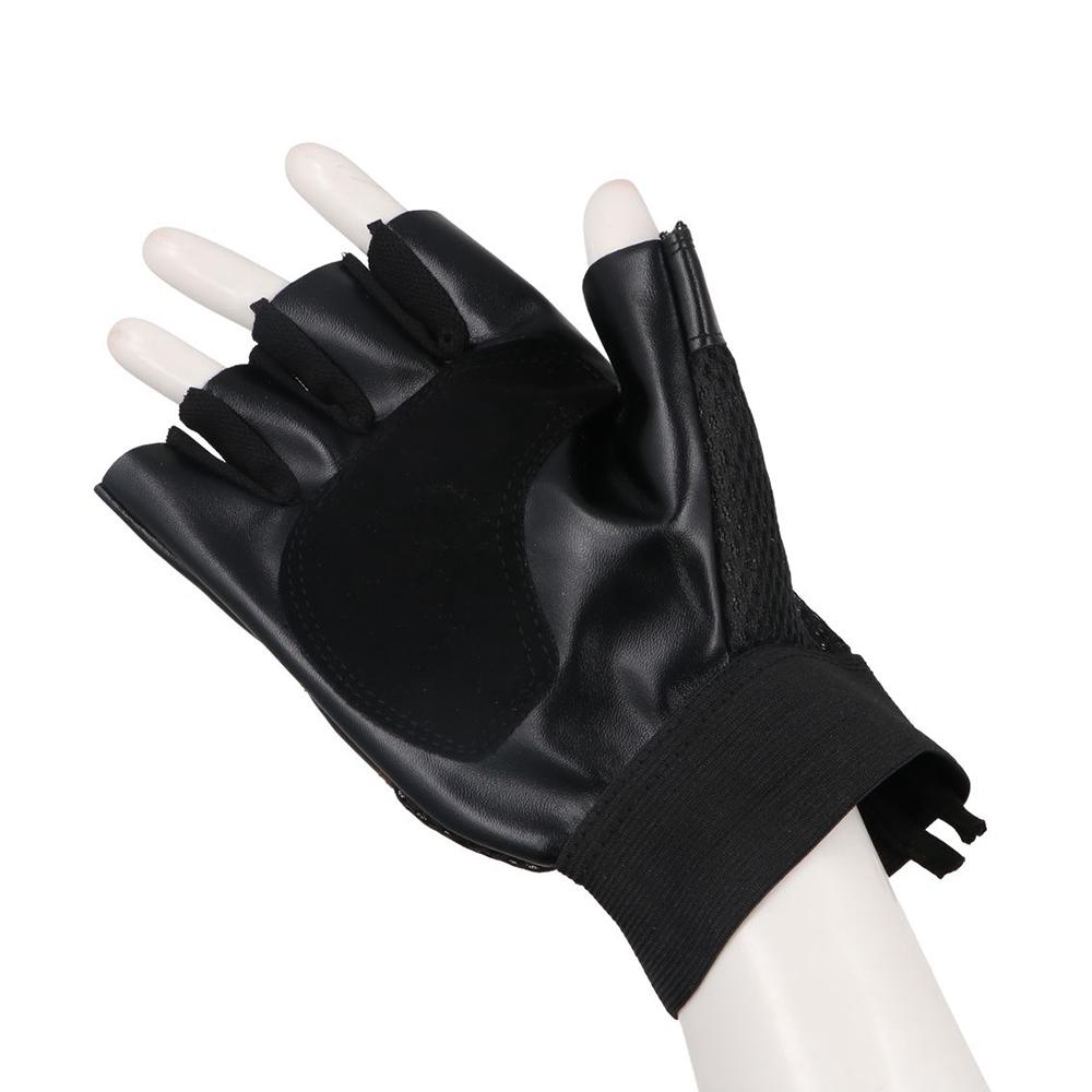 Punk PU Leather Anti-slip Rivet Skulls Gloves Cycling Gloves Half Finger Gloves Motorcycle Gloves