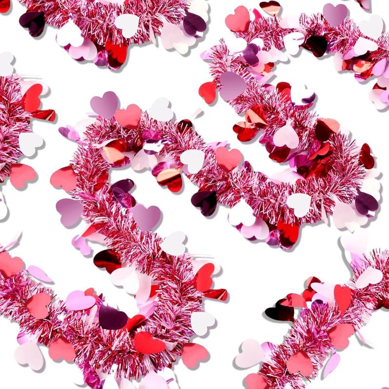 Valentines Day Red Pink Metallic Garland Valentine'S Day Decor For Home Indoor Outdoor Wedding Hanging Decoration Prop