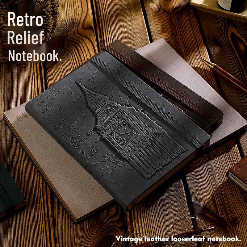 Exclusive Big Ben 3D Embossed A5 Retro Hardcover Planner Notebook with Band Binding