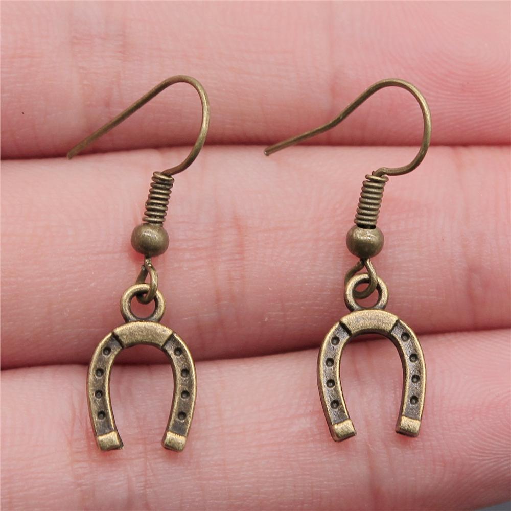 Vintage Lucky Horseshoe Pendant Dangle Drop Earrings For Women Girls Good Luck Jewelry Fashion Jewelry Gift