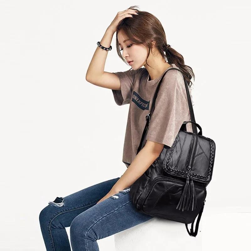Fashion Women PU Leather Backpacks Female Vintage Backpack For Girls School Bag Travel Backpack Handbag Shoulder Bag
