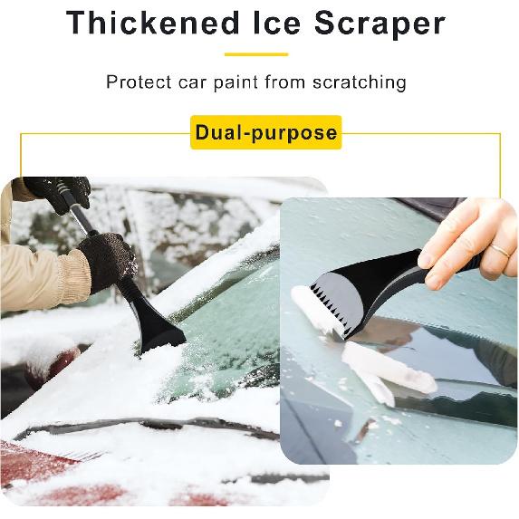 53'' Extendable Retractable Snow Brush & Ice Scraper For Cars/SUVs/Trucks - 360° Rotating Detachable Head, 10" Scratch-Free Squeegee, Ergonomic Foam