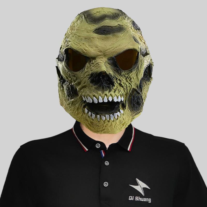 

Latex Horrifying Skull Mask And Matching Gloves For Halloween Parties And Festivals Yellow Skull Mask