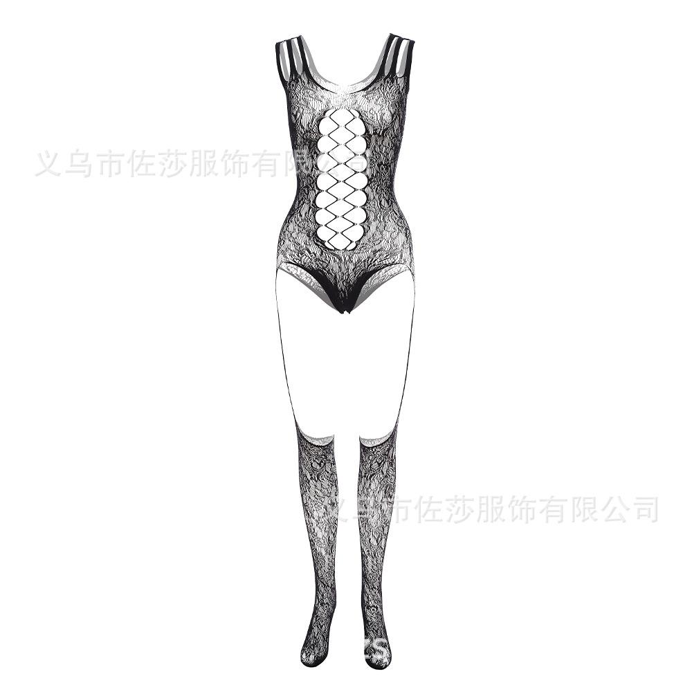 Sexy Lingerie Sexy Hollow Black Mesh Socks Revealing Breasts Open Crotch Seduction Female Transparent