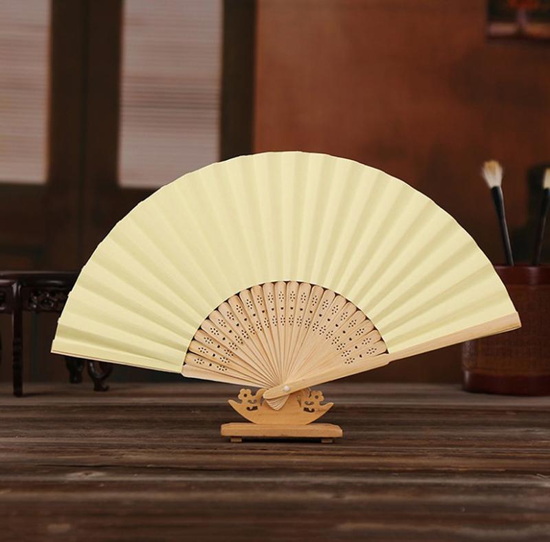 Folding Fan Hand Diy Chinese Folding Fan Wooden Bamboo Antiquity Folding Fan