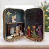Christmas Nativity Handmade Cabin Box Theater Desktop Ornaments Jesus Nativity Set Family Nativity Scene for Xmas Decor
